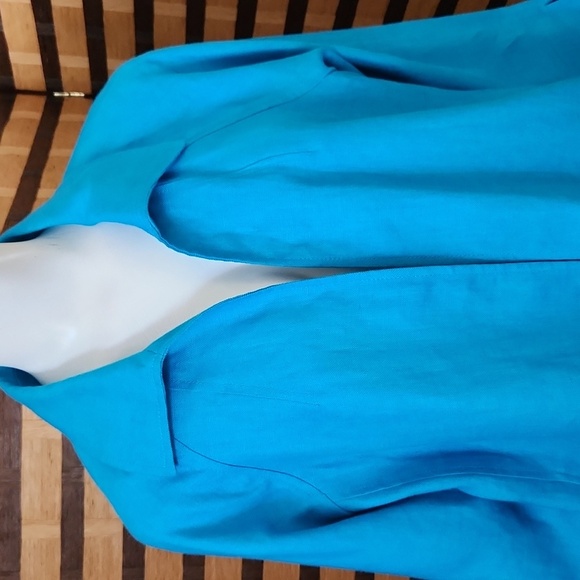 Talbots linen blue/green blazer - Picture 2 of 7